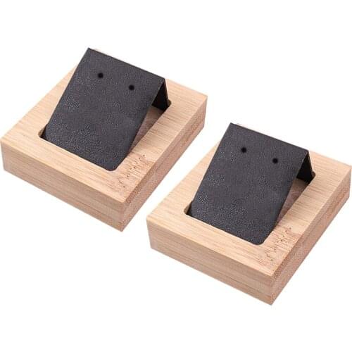 2 Lot Paper Earring Card W/ Bamboo Tray Organizer Accs Decoration Black