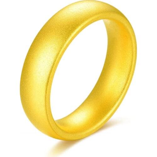 24K Yellow Gold Circle Ring Fashion Women Pure 999 Gold Ring