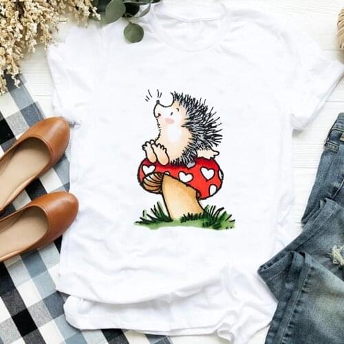 Summer T Shirt Lovely Hedgehog Tshirt Cartoon tshirt Girls Leisure Womens T-shirt Ulzzang Harajuku T shirt Female