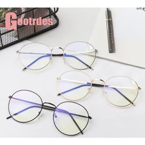 Women Men Blue Light Blocking Metal Glasses Vintage Round Frame Anti-Blue Light Eyeglasses Computer Protection Goggles Eyewear
