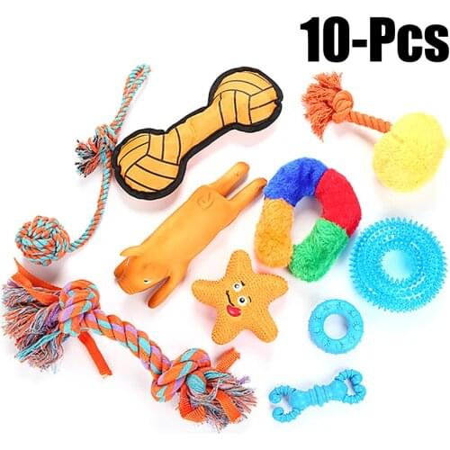 Cute Pet Teddy Dog Toy Creative Assorted Types Dog Plush Toy Pet Chew Toy Pet Chew Rope 10 Piece Set