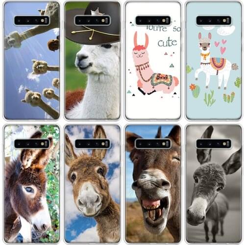 Cute alpaca donkey Phone Case For Samsung Galaxy S20 FE Ultra S10 S21 Note 10 9 8 S9 S8 Plus Lite S7 J4 J6 Cover Coque Shell