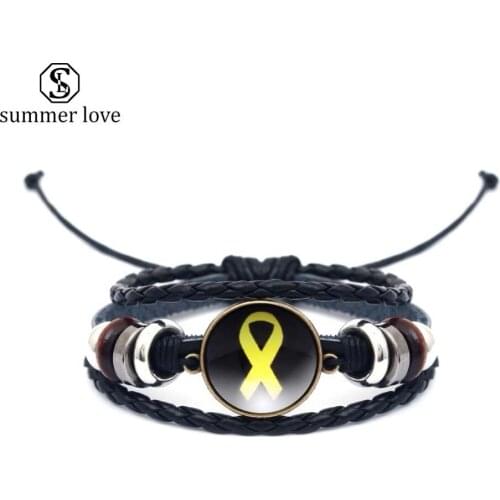 Fashion Wrap PU Leather Bracelet Braided Handmade Yellow ribbon Rope Bracelet Women Design Bracelet With Magnetic Clasp Gift