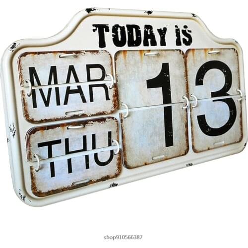 Retro Desk Metal Flip Calendar Easily Adjusted Standing Vintage Desk Calendar Room Decor Perpetual Desk Calendar Home Wholesales