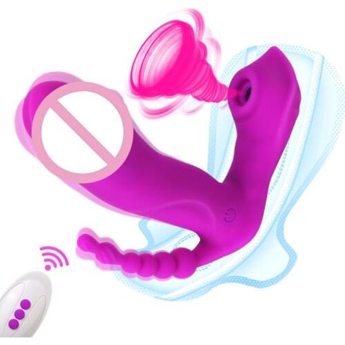 3 In 1 G Spot Sucking Vibrator Anal Vagina Clitoris Stimulator Sex Toys for Women Wearable Dildo Vibrator Orgasm Masturbator
