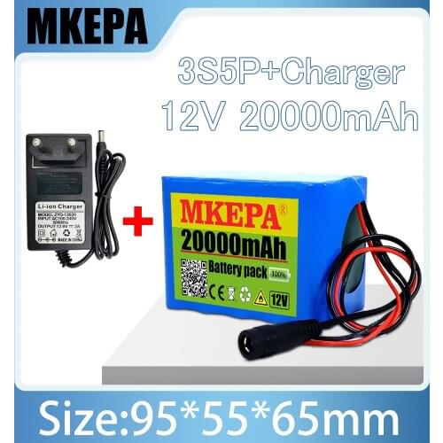 NEW 12V 20000ah large capacity 18650 lithium battery protection board 12,6 V 3s5p 20000mah capacity + 12.6V 2A charger