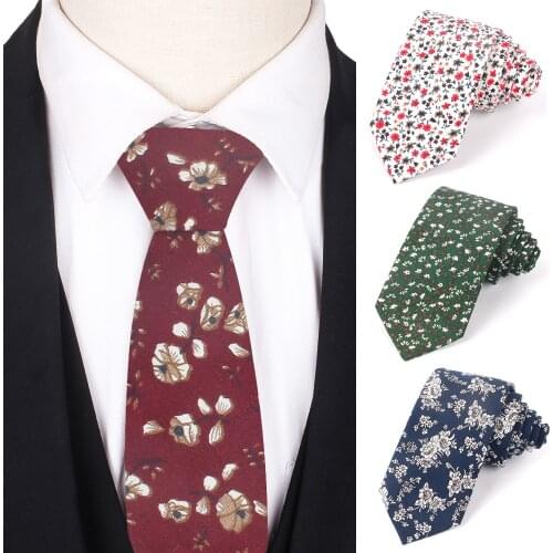 New Cotton Ties Floral Print Neck Tie For Wedding Business Suits Skinny Tie For Men Women Casual Flower Necktie Gravatas