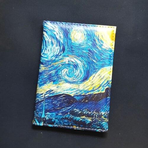Starry Sky Passport Cover Women Pu Leather Travel Wallet Color Landscape Passport Holder High Quatity Case for Passports