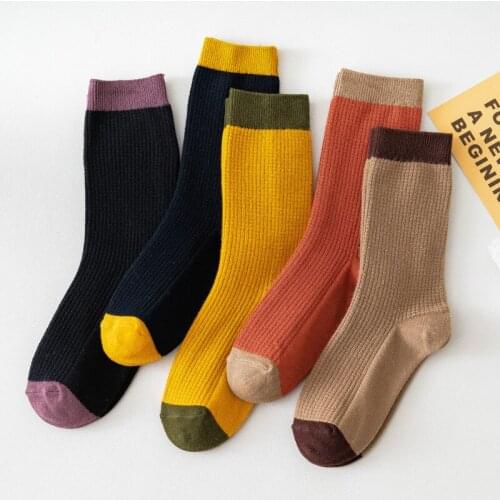 2021 Pure Color Spring Womens Tube Socks Japanese Cotton Socks Color Matching Fashion Forest Womens Socks College Style Socks