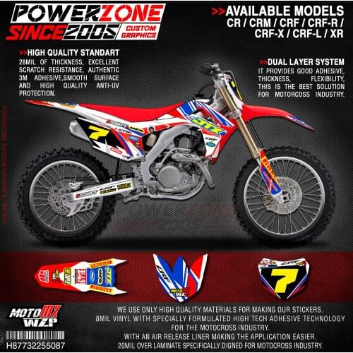 PowerZone Custom Team Graphics Backgrounds Decals 3M Stickers Kit For HONDA CRF250R 2014-2017 CRF450R 2013-2016 087
