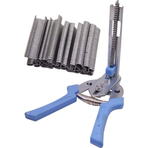 Hog Ring Plier Tool and 600pcs M Clips Staples Chicken Mesh Cage Wire Fencing Caged clamp Poultry supplies