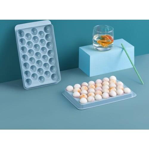 Ice tray spherical refrigerator frozen ice cube mold with lid homemade edible round ice hockey ice cube box silicone ice box