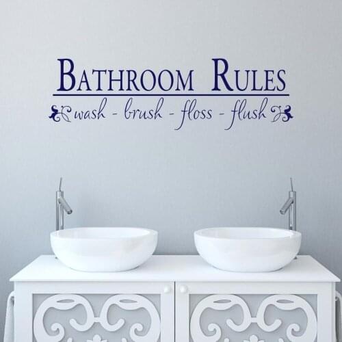 Bathroom Rules Wash Your Hands To Keep Healthy Wallpapers Decals Cleaning Washroom Stickers Removable High Quality Murals S-352