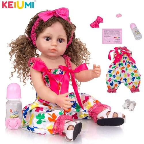 KEIUMI Reborn Doll Realistic Soft Full Silicone Body Lovely Reborn Baby Dolls For Girl Kid Playmate Baby Toys Birthday Gift
