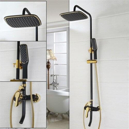 Bathroom Luxury Oil Rubbed Bronze with some golden polished Shower Faucet Set ABS shower head wall mounted shower set 51017-4