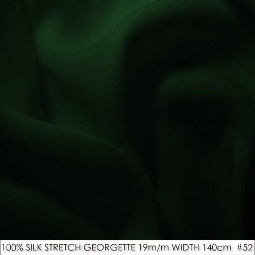 SILK STRETCH DOUBLE GEORGETTE 19mm Width55"-140cm Pure Silk Fabric for sewing Wedding Dress/Decoration in Classic Dark Green 52