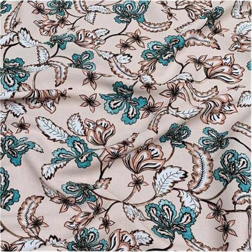 Width 53" Comfortable Soft Printed Crepe Cotton Fabric By The Half YardFor Dress Shirt Cheongsam Material