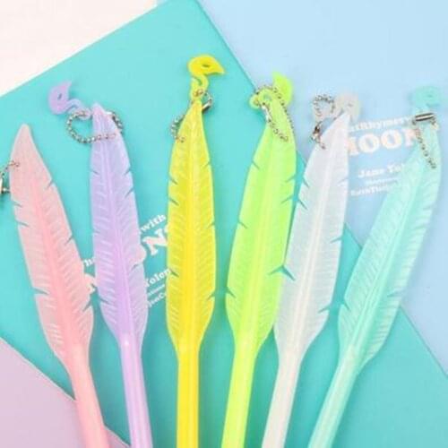Cute creative stationery lovely jelly feather neutral pen pupils study Gift Award black student supplies Factory direct wholesal