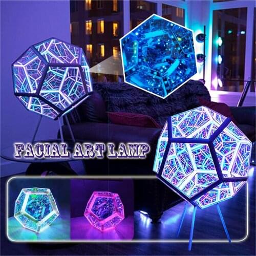 Infinite Dodecahedron Color Art Light USB Exquisite Cool Infinite Dodecahedral Color Art Lamp Interior Backdrop Light Decoration