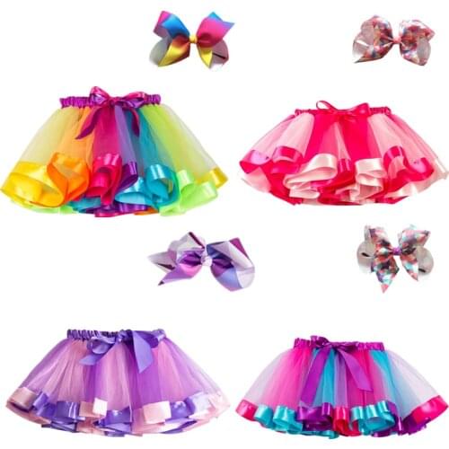 Tutu Skirt Girl Rainbow Unicorn Tutu Dance Skirt Birthday Princess Ball Gown Children Kids Clothes Elastic Party Pettiskirt
