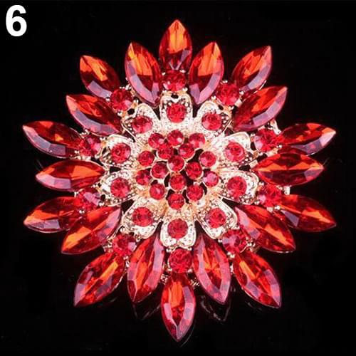 Women Fashion Shiny Alloy Rhinestone Flower Wedding Bridal Bouquet Brooch Pin