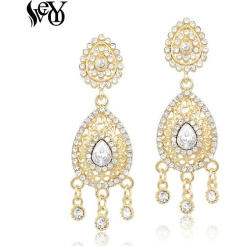 VEYO Round Rhinestone Earrings for Woman Drop Earrings Crystal Earrings Vintage Zinc Alloy Lead free nickel free