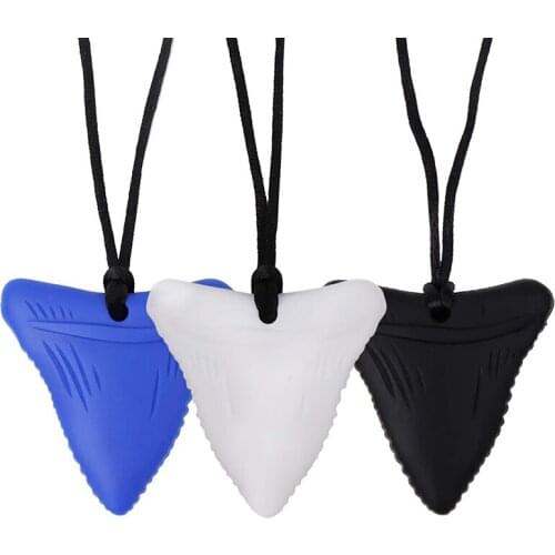 Chewing Necklace Baby Teether Shark Tooth Silicone Teething Necklace Baby Gender Neutral Sensory Pendant BPA Free Newborn Gifts