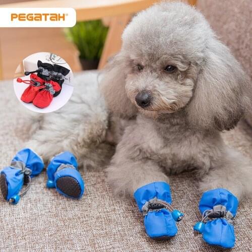 4Pcs/Set Pet Dogs Winter Shoes Anti-slip Snow Boots Footwear Thick Warm For Small Puppies Footwear
