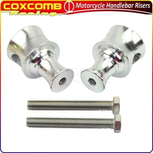 1Pair Motorbike 1'' 25mm Handlebar Risers CNC Aluminum Silver Handlebar Riser Mount Clamp For Honda Suzuki Yamaha Touring Custom