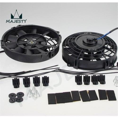 2x Universal 7" Electric Radiator/Intercooler 12v Slim Cooling Fan + Fitting Kit