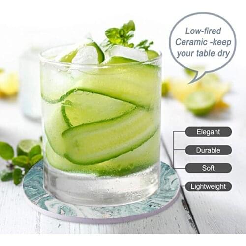 Absorbent Ceramic Coaster Cocina Accesorio Non-slip Insulation Cork Placemat Cup Mat Coffee Tea Juice Coaster 6pcs+shelf