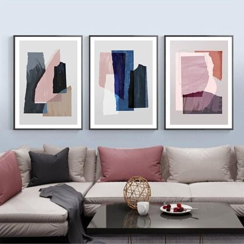 Abstract Marble pink purple blue Canvas Print Paintings POP Wall Art Pictures Poster on Canvas for Living Room Office Home Decor