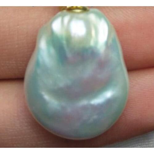 Free shipping >>>>noble jewelr baroque AAA 22mm natural 14k gold pearl south sea pendant