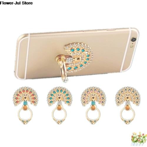 Peacock Shape Shiny Diamond Finger Stand 360 Degree Phone Metal Holder Ring For IPhone 5 6 6s 6plus 6splus 7 For Samsung Huawei