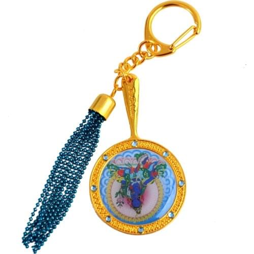 Blue Tara Mirror Keychain for Subduing Violence, Dark Spells and Disasters W1605