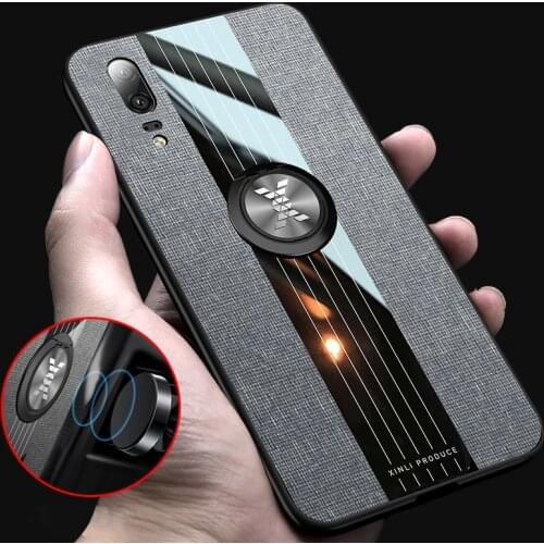 Ikrsses For Huawei P20 Pro Case Simple cloth texture car magnetic bracket Case For Huawei P20 lite Nova 3e TPU frame Cover