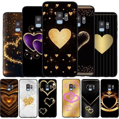 Gold heart love Soft phone Case For Samsung S20 S10 S9 S8 S7 edge Plus Lite For Note 8 9 10 A6 A7 A8 A9 Cover