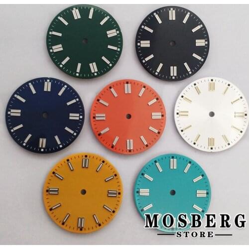 29mm Sterile Green Luminous Blue Black Faces Accessories Watch Dial For NH35 NH36 Miyota8215 8205 821A DG2813 3804 Movement
