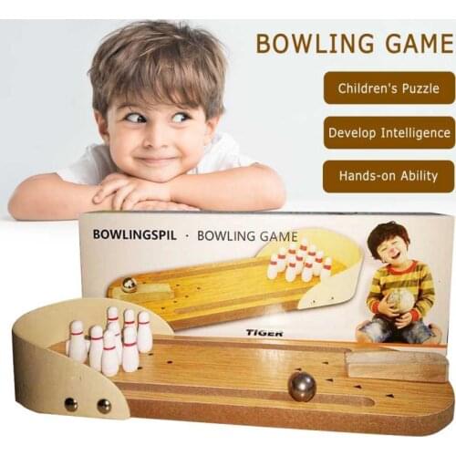 Childrens Wooden Mini Desktop Bowling Game Toy Set Fun Indoor Parent-Child Interactive Interactive Table Game House Sport Game