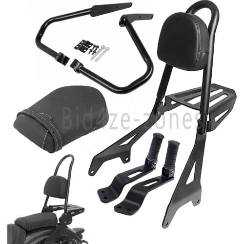 For Yamaha Bolt XVS950 2014-2017 Sissy Bar Backrest & Rack& Rear Seat &Engine Guard Crash Bars & Passenger Footpegs Footrest