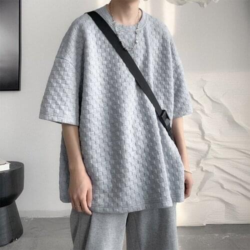 T-shirt Mens Summer Trendy Short-Sleeved Clothes Ins Loose Couple Oversize Half Sleeve T-shirt Fashion Male Black White Tops