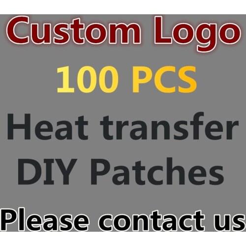 Custom made LOGO 100 PCS / LOT Heat Transfer Iron-on Stamp Clothing Decoration Patch Decals Parches Patches Stickers T-Shirt
