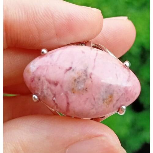 5pcs Rhodochrosite stone Chakra Finger Ring Reiki Healing Beads Adjustable Amulet Wholesale