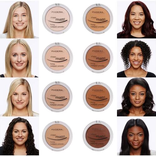 PHOERA 8 Colors Concealer Foundation Natural Long Lasting Whitening Hydrating Oil Control Matte Blush Rouge Pressed Powder TSLM1