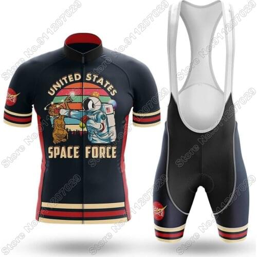 Suit 2021 US Space Force V2 Cycling Jersey Set Summer Cycling Clothing Mens Road Bike Shirts Bicycle Bib Shorts MTB Wear Maillot