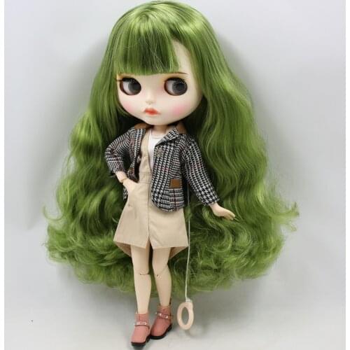 ICY DBS Blyth Doll Series No.BL4299/42038 grren hair with bangs curved lips face with eyebrow Neo 1/6 BJD