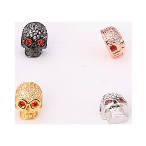 KANGKANG 2018 Hot Selling pave CZ 4 color skull Jewelry Accessories de bijoux Smykker