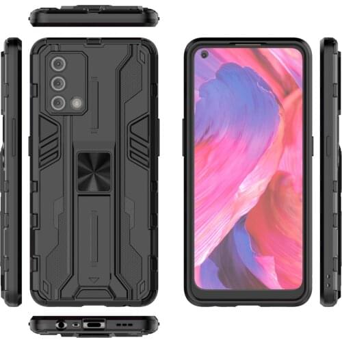 Magnetic Kickstand TPU Bumper Armor Shockproof Case For OPPO A74 4G Lens Protection Hard PC Protective Back Cover Coque Fundas