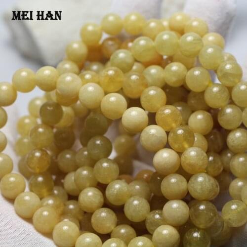 Meihan natural yellow beryl 7.5-8.5mm (2 bracelets/set) cyclosilicate fashion charm gem stone loose beads for DIY bracelet