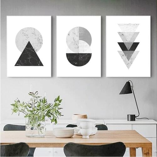 Minimalist Style Marble Geometric Pattern Abstract Decorative Canvas Painting Print Restaurant Home Wall Art Decoration
